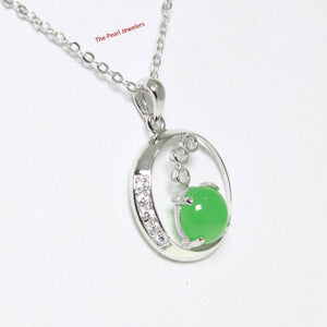 8 mm Green Jade & Cubic Zirconia Sterling Silver Pendant