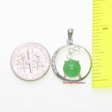 Load image into Gallery viewer, 8 mm Green Jade &amp; Cubic Zirconia Sterling Silver Pendant