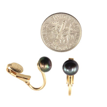 Load image into Gallery viewer, 14k Gold-Filled Clip-On Black Freshwater Pearl Earrings