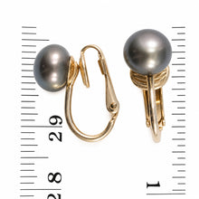 Load image into Gallery viewer, 14k Gold-Filled Clip-On Black-Gray Freshwater Pearl Earrings