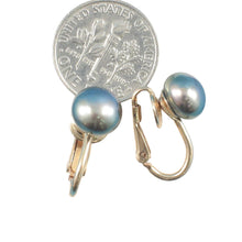 Load image into Gallery viewer, 14k Gold-Filled Clip-On Black-Gray Freshwater Pearl Earrings