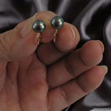 Load image into Gallery viewer, 14k Gold-Filled Clip-On Black-Gray Freshwater Pearl Earrings