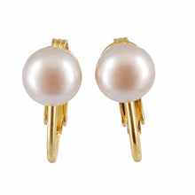 Load image into Gallery viewer, 14k Gold-Filled Clip-On Rose-Pink Freshwater Pearl Earrings