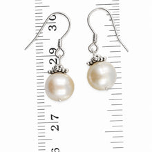 Load image into Gallery viewer, Solid .925 Sterling Silver Bali Bead Pink Pearl Hook Earrings