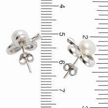Load image into Gallery viewer, .925 Sterling Silver Clover Stud Earrings with White Pearl