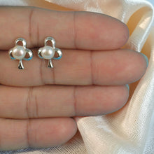 Load image into Gallery viewer, .925 Sterling Silver Clover Stud Earrings with White Pearl