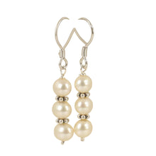 Load image into Gallery viewer, Sterling Silver Bali Bead White Pearl Hook Earrings