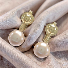 Load image into Gallery viewer, 14k Gold-Filled Pink Pearl Clip-On Dangle Earrings