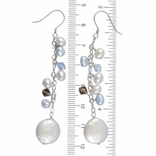 Load image into Gallery viewer, Solid .925 Silver Coin Pearl O Chain Dangle Hook Earrings