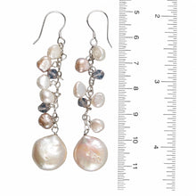 Load image into Gallery viewer, Sterling Silver Pink Coin Pearl O Chain Dangle Earrings