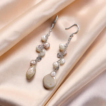 Load image into Gallery viewer, Sterling Silver Pink Coin Pearl O Chain Dangle Earrings