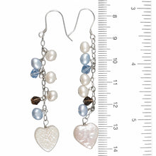 Load image into Gallery viewer, Sterling Silver Heart Coin Pearl O Chain Dangle Earrings