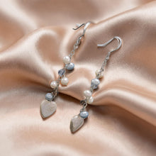 Load image into Gallery viewer, Sterling Silver Heart Coin Pearl O Chain Dangle Earrings