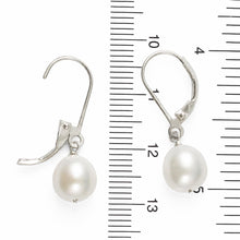 Load image into Gallery viewer, Sterling Silver White Pearl Leverback Dangle Earrings