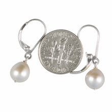 Load image into Gallery viewer, Sterling Silver Pink Pearl Leverback Dangle Earrings