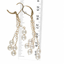 Load image into Gallery viewer, 14k Gold-Filled Triple Drop White Pearl Leverback Earrings