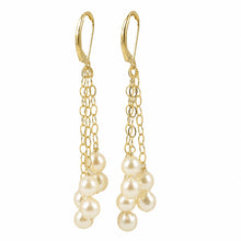 Load image into Gallery viewer, 14k Gold-Filled Triple Drop White Pearl Leverback Earrings