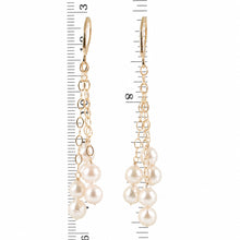 Load image into Gallery viewer, 14k Gold-Filled Triple Drop White Pearl Leverback Earrings