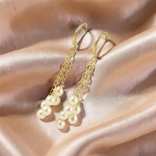 Load image into Gallery viewer, 14k Gold-Filled Triple Drop White Pearl Leverback Earrings