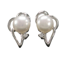 Load image into Gallery viewer, Sterling Silver White Pearl &amp; CZ Stud Earrings