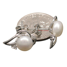 Load image into Gallery viewer, Sterling Silver White Pearl &amp; CZ Stud Earrings