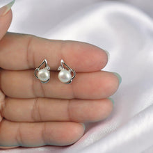 Load image into Gallery viewer, Sterling Silver White Pearl &amp; CZ Stud Earrings