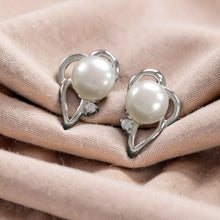 Load image into Gallery viewer, Sterling Silver White Pearl &amp; CZ Stud Earrings