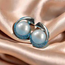 Load image into Gallery viewer, Sterling Silver White Pearl &amp; CZ Stud Earrings