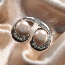 Load image into Gallery viewer, Sterling Silver Pink Pearl &amp; CZ Stud Earrings (Large Size)