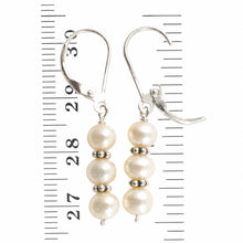 Load image into Gallery viewer, Sterling Silver Bali Bead White Pearl Leverback Earrings