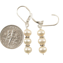 Load image into Gallery viewer, Sterling Silver Bali Bead White Pearl Leverback Earrings