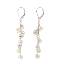 Load image into Gallery viewer, Sterling Silver O Chain Pale Mixed Pearl Leverback Earrings