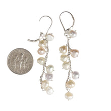 Load image into Gallery viewer, Sterling Silver O Chain Pale Mixed Pearl Leverback Earrings