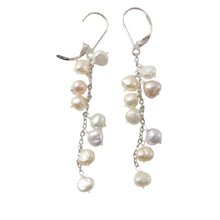 Load image into Gallery viewer, Sterling Silver O Chain Pale Mixed Pearl Leverback Earrings