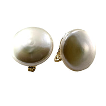 Load image into Gallery viewer, 14k Gold-Filled White Coin Pearl Clip-On Earrings