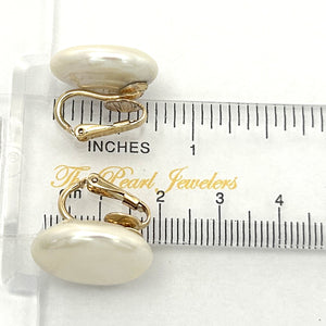 9100349 NON-PIERCED CLIP-ON WHITE COIN PEARL 14KT YELLOW GOLD-FILLED EARRINGS