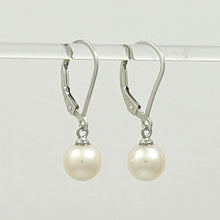 Load image into Gallery viewer, 9100350 SILVER 925 PLAIN LEVER BACK 7-7.5MM WHITE CULTURED PEARL DANGLE EARRINGS