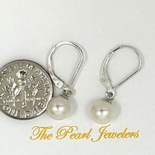 Load image into Gallery viewer, 9100350 SILVER 925 PLAIN LEVER BACK 7-7.5MM WHITE CULTURED PEARL DANGLE EARRINGS