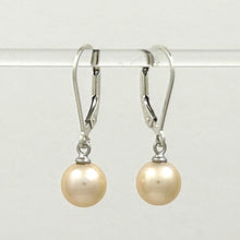 Load image into Gallery viewer, 9100352 SILVER 925 PLAIN LEVER BACK 7-7.5MM PEACH CULTURED PEARL DANGLE EARRINGS