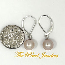 Load image into Gallery viewer, 9100364- SILVER 925 PLAIN LEVER BACK 8-8.5MM PINK PEARL EARRINGS