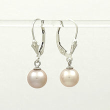 Load image into Gallery viewer, 9100374- SILVER 925 FLEUR DE LIS LEVERBACK 8-8.5MM PINK CULTURED PEARL EARRINGS