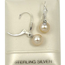 Load image into Gallery viewer, 9100382 Silver 925 Fleur De Lis Leverback 7-7.5mm PEACH Cultured Pearl Earrings