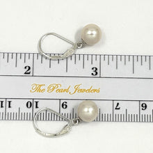 Load image into Gallery viewer, 9100390 Solid Sterling Silver 925 Leverback White F/W Cultured Pearl Earrings