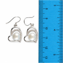 Load image into Gallery viewer, Sterling Silver White Pearl CZ Heart Hook Earrings