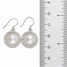 Load image into Gallery viewer, Sterling Silver White Pearl CZ Double Circle Hook Earrings