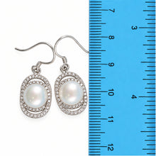 Load image into Gallery viewer, Sterling Silver White Pearl 54 CZ Hook Earrings