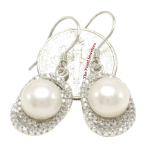 Load image into Gallery viewer, Sterling Silver White Pearl 54 CZ Hook Earrings