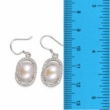 Load image into Gallery viewer, Sterling Silver Pink Pearl CZ Hook Earrings (54 CZ)