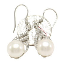 Load image into Gallery viewer, Sterling Silver White Pearl CZ Hook Earrings (72 CZ)