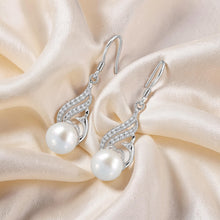 Load image into Gallery viewer, Sterling Silver Pink Pearl CZ Hook Earrings (72 CZ)